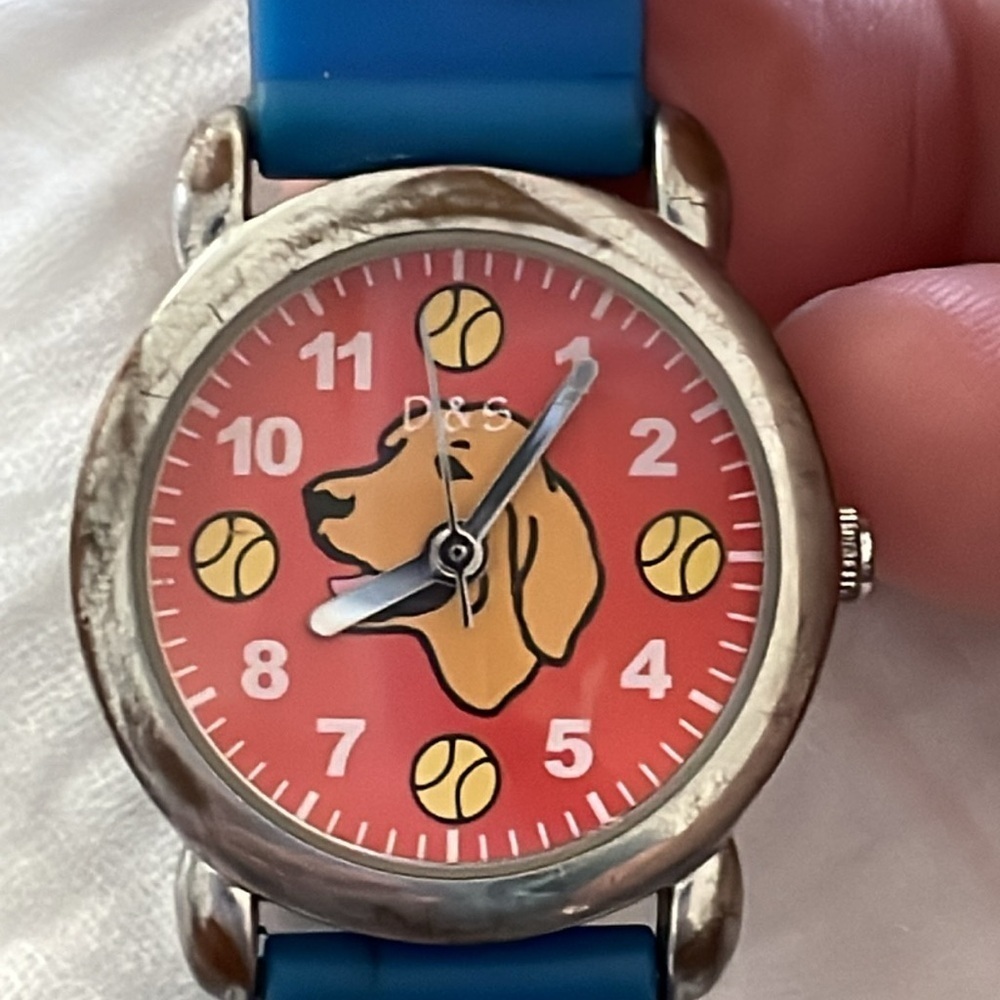 D&S golden retriever watch blue adjustable dogs balls butterflies secondhand